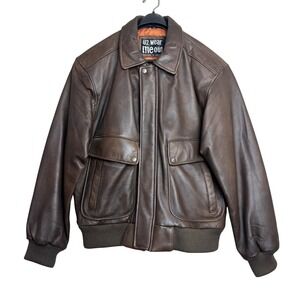 U2 Wear Me Out Leather Bomber Jacket‎ Mens Medium Brown Vintage Flight A-2 Style